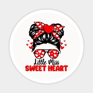 Messy Bun Sweet Heart Valentines Day For Girls Toddler Kids Magnet